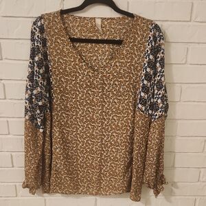 Flamingo Floral Print Women's Top Large